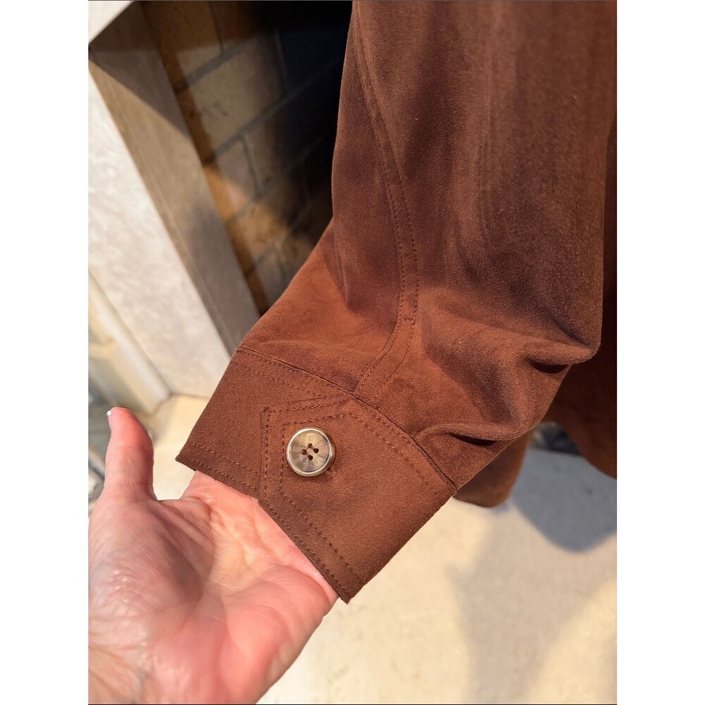 Ruby Rd. Suede Button-Front Jacket in Rust Brown Size large - Picture 3 of 4